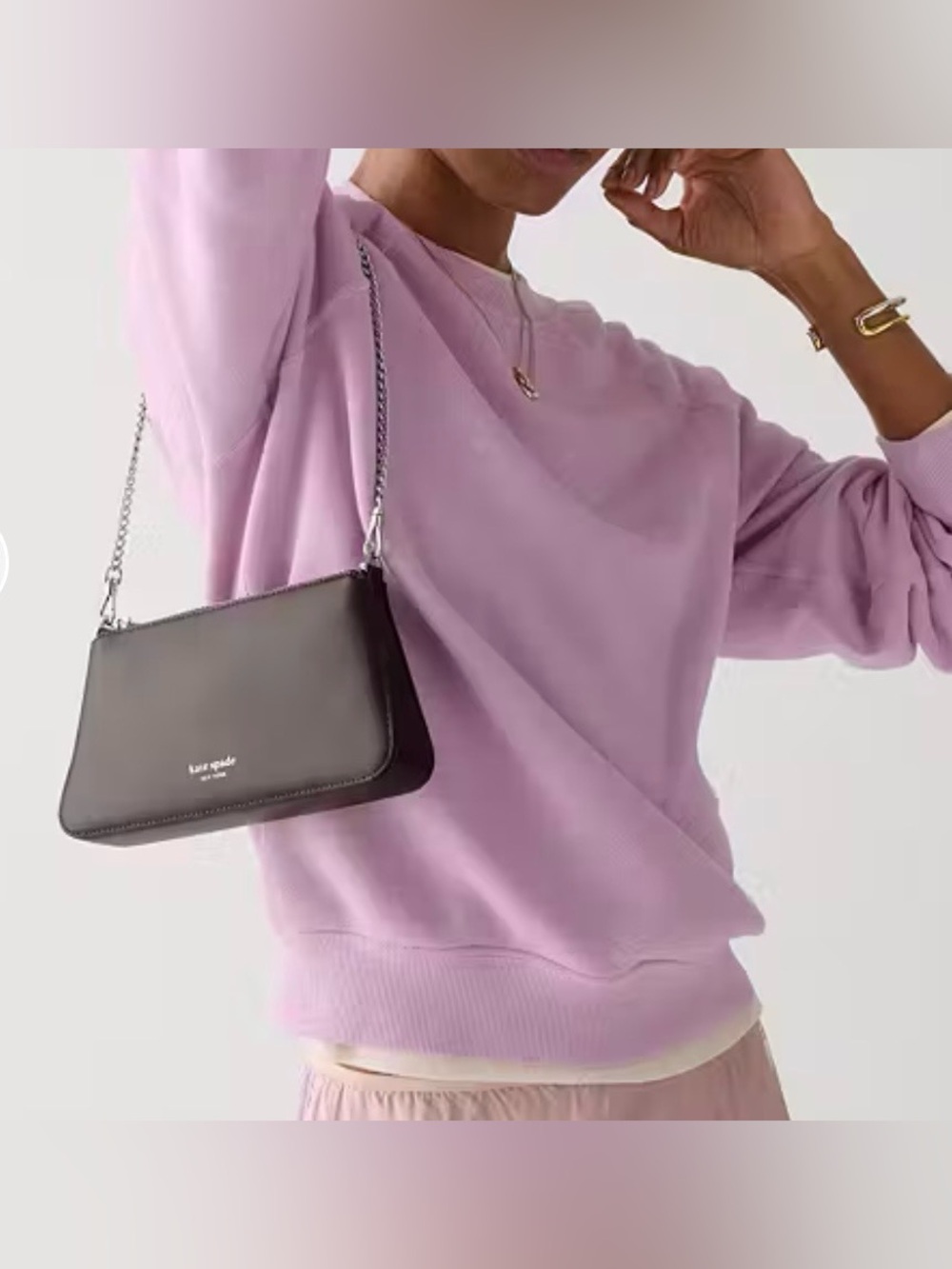 NEW Kate Spade Espresso Brown Leather Chain Shoulder Bag Pochette w/ Dust Bag